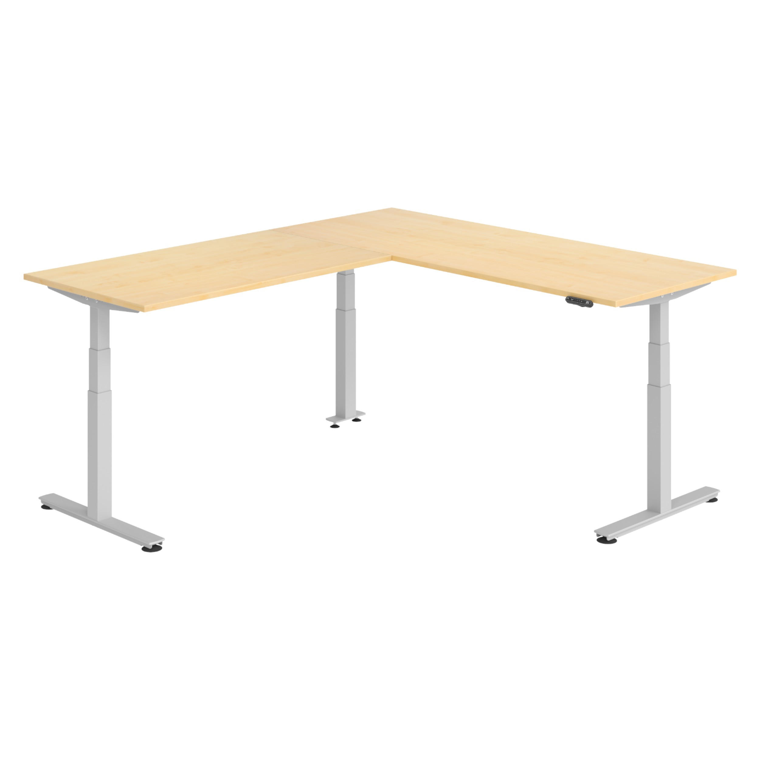 bümö Eckschreibtisch Ahorn, Silber 200x74x240 cm