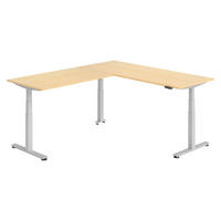 ECKSCHREIBTISCH elektrisch höhenverstellbar L-Form 240/200/74 cm in Ahornfarben/Silberfarben - Silberfarben/Ahornfarben, Holzwerkstoff (240/200/74cm) - bümö