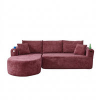 ECKSOFA 255/171/64 cm Bordeauxrot Leinen mit 2 Getränkehalter - Rot, Textil (255/171cm) - Oxeza