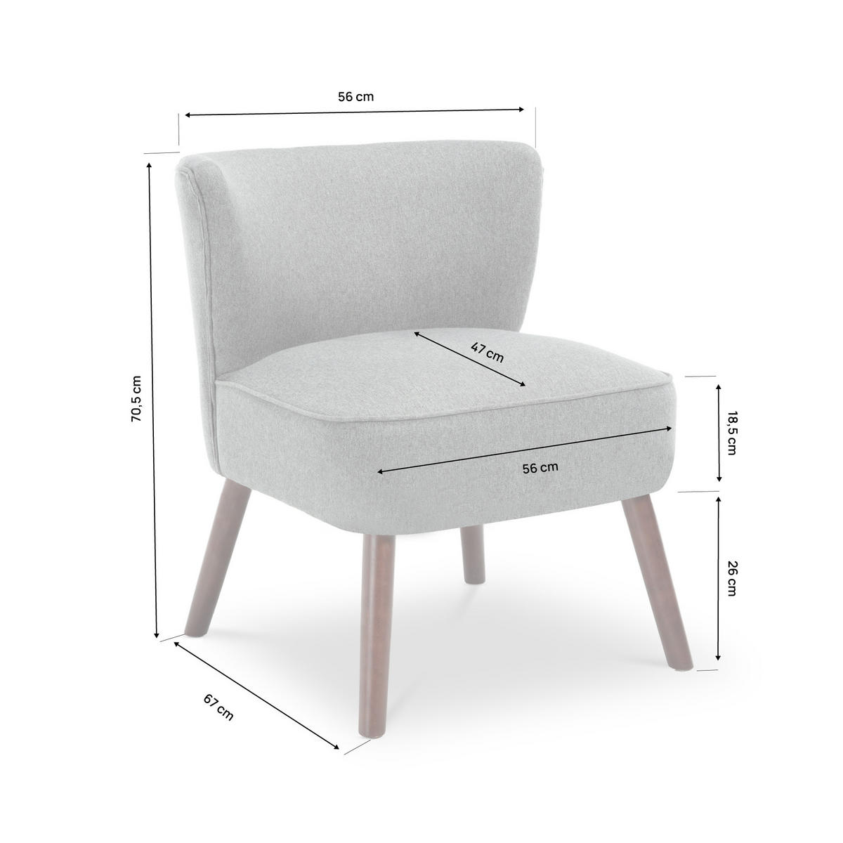 COCKTAILSESSEL 2er-Set Jofi aus dunkelgrauem Stoff - Dunkelgrau/Dunkelbraun, Holz/Textil (56/70.5/67cm) - Sicaan