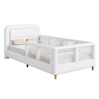 POLSTERBETT 90/200 cm mit Sicherheitsgeländer und gepolstertem Kopfteil, PU in Weiß - Weiß, Holzwerkstoff (90/200cm) - Redom