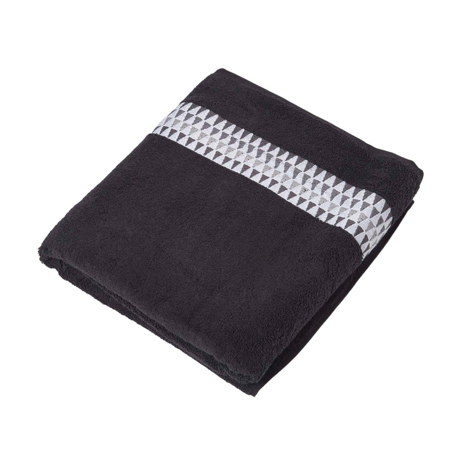 BADETUCH Geometric schwarz 100/150 cm - Schwarz, Textil (100/150cm) - Homescapes