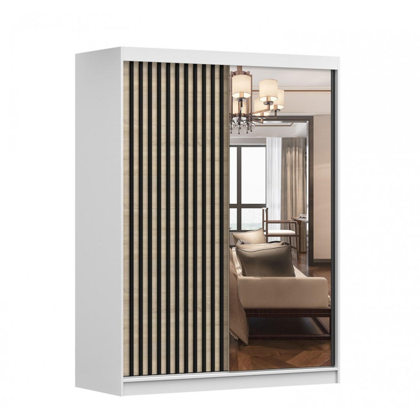 imoebel24 Schwebetürenschrank Eiche Artisan 150x200x61 cm