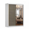 SCHWEBETÜRENSCHRANK Lami S Sonoma Eiche/Sonoma Eiche mit Spiegel, mit LED-Beleuchtung 150cm - Alufarben/Eiche Artisan, Glas/Holzwerkstoff (150/200/61cm) - imoebel24