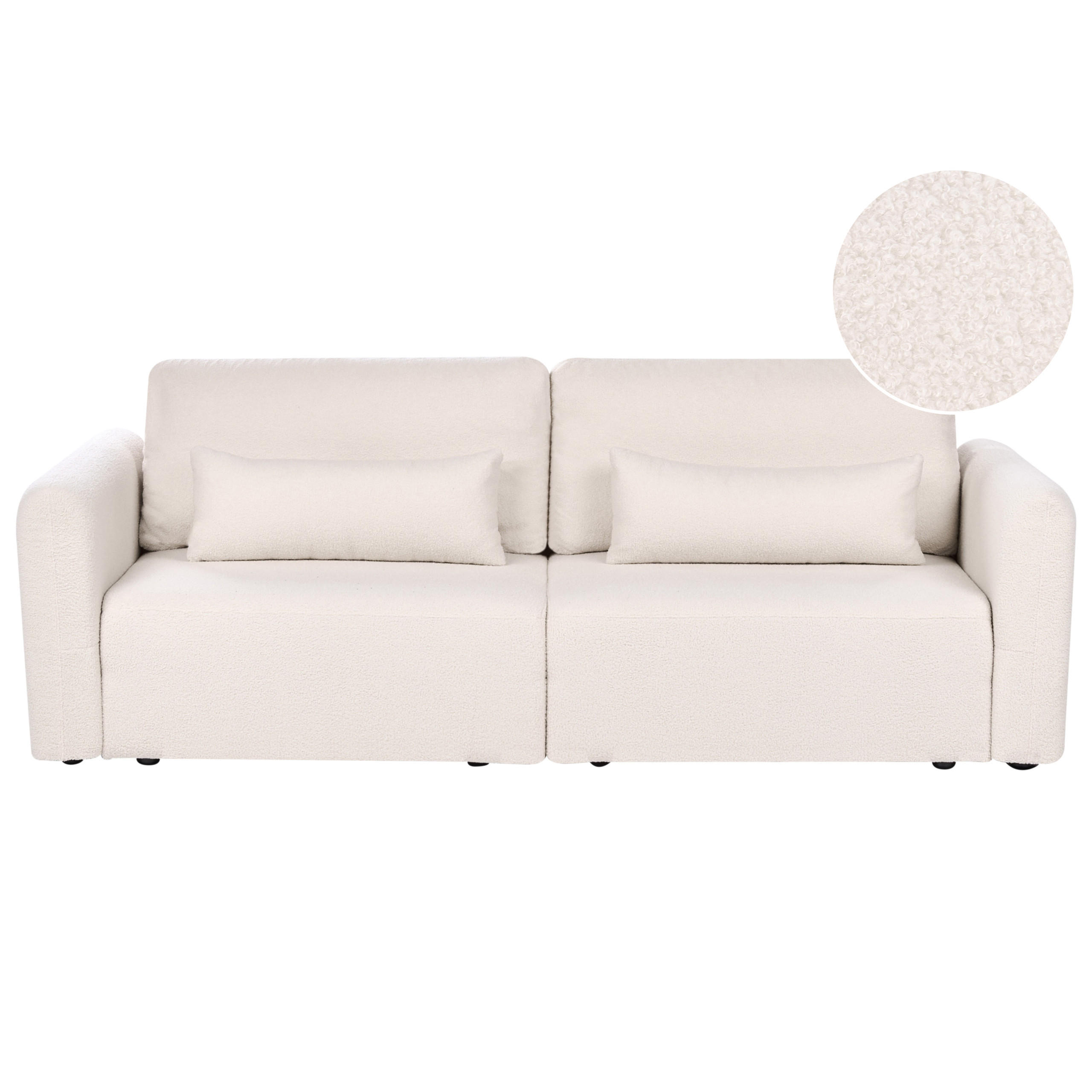 SCHLAFSOFA 3-Sitzer Bouclé Hellbeige mit Stauraum Vaxholm - Beige, Textil (232/86/87cm) - Beliani