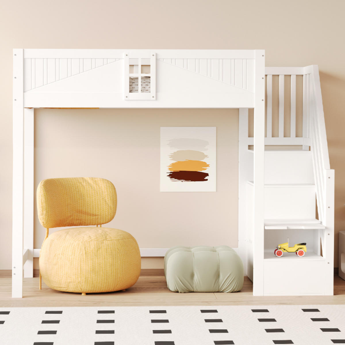 HOCHBETT 90/200 cm Weiß aus Holz mit Stauraum - Weiß, Holz (90/200cm) - OKMYHOME