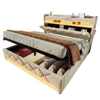 POLSTERBETT 160/200 cm Beige aus Leinen mit LED - Beige, Textil (160/200cm) - OKMYHOME