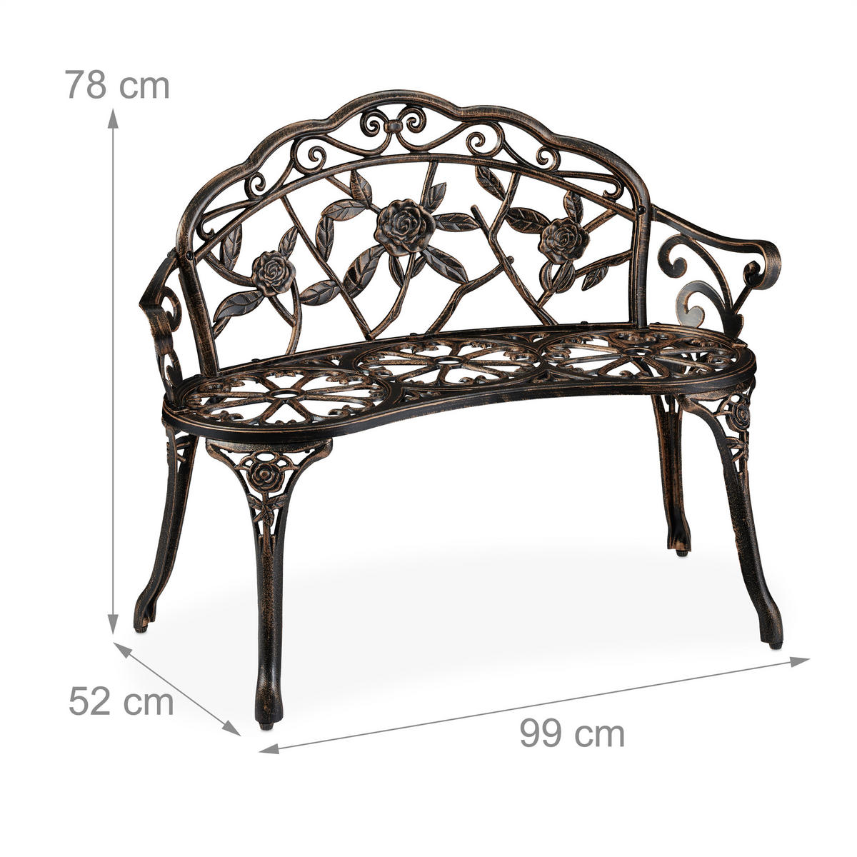 GARTENBANK - Braun, Metall (99/78/52cm) - Relaxdays