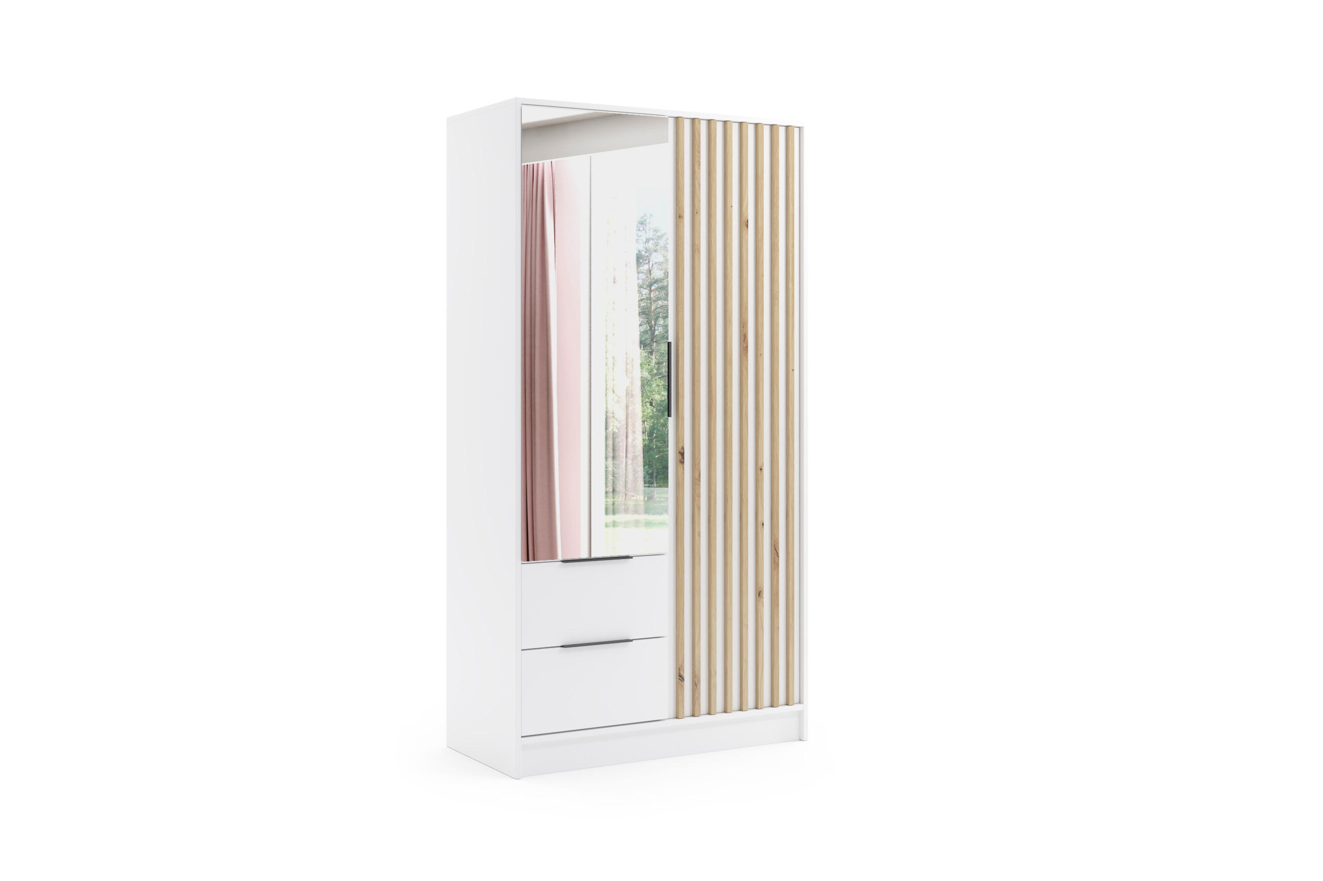 KLEIDERSCHRANK NERA - 120 cm - Weiß|Eiche Artisan - Weiß/Eiche Artisan, Holzwerkstoff (102/200/51cm) - ALTDECOR