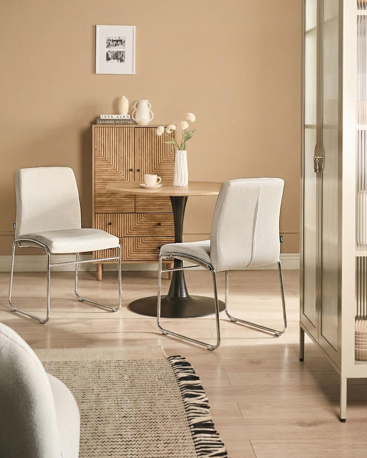 ESSZIMMERSTUHL 2er-Set Stoff Hellbeige Lecco - Beige, Textil (49/85/50cm) - Beliani