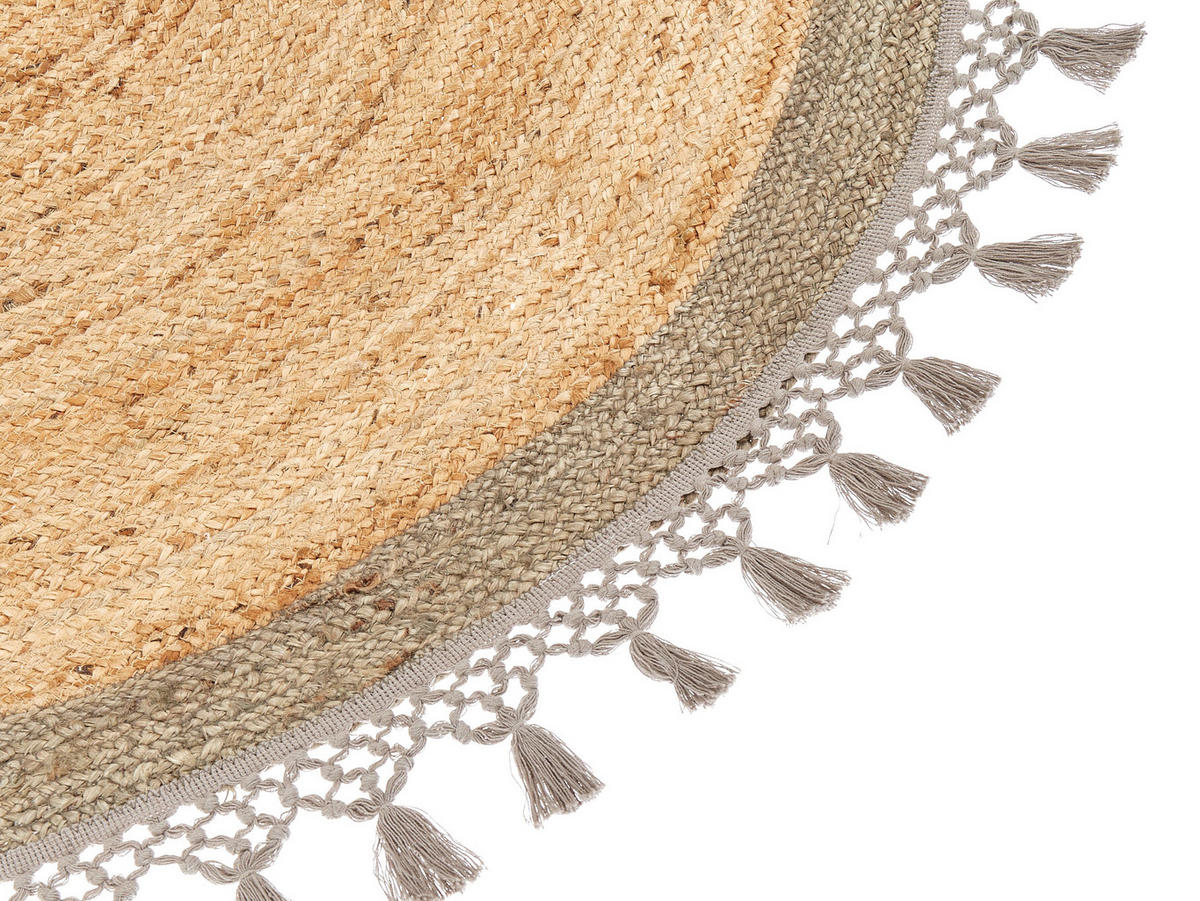 TEPPICH geflochten Marts 140/140 cm - Beige, Naturmaterialien (140/140cm) - Beliani