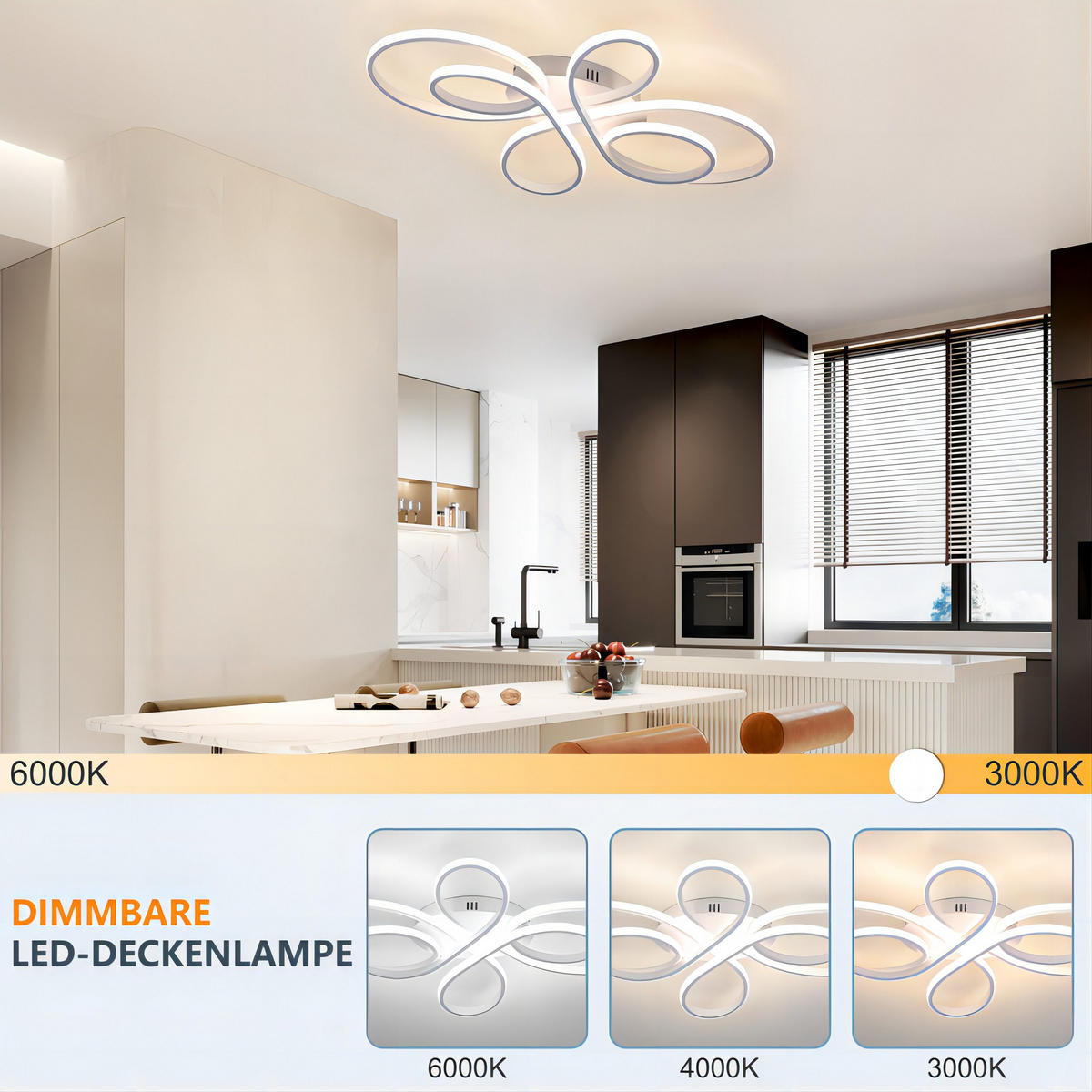 LED-DECKENLEUCHTE Falterstil 66/41/9.5 cm - Weiß, Metall (66/41/9.5cm) - Nettlife