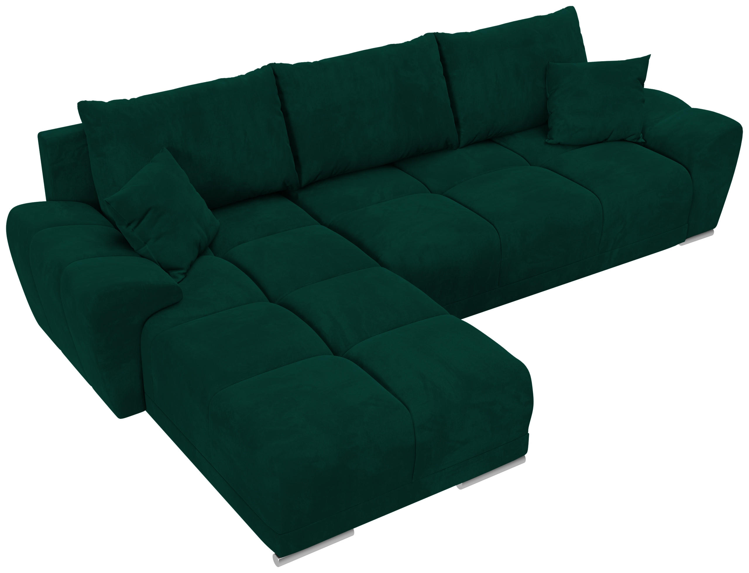 ECKSOFA Nubes mit Schlaffunktion Flaschengrün Plüsch - Dunkelgrün/Gelb, Kunststoff/Textil (298/184cm) - Bromarkt