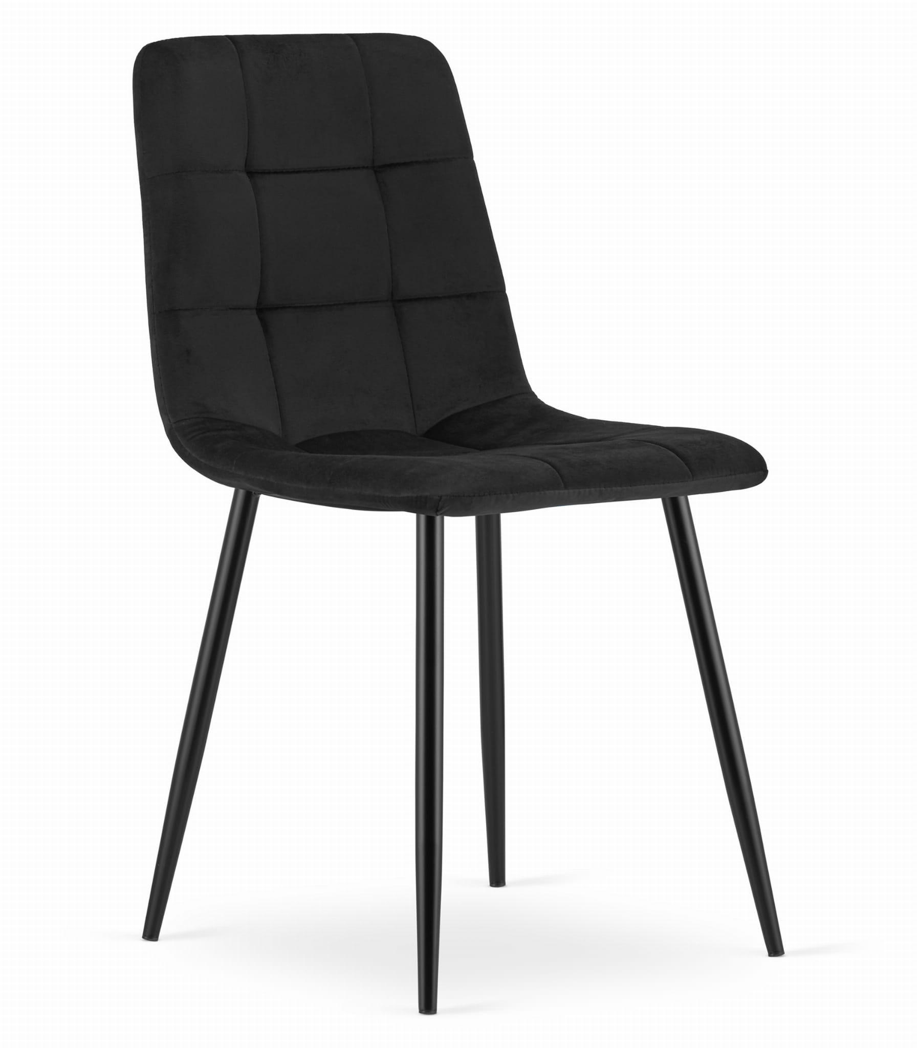 STUHL CETARA 1 Stück, Schwarz, mit Samtstoff gepolstert - Schwarz, Textil/Metall (45/87/51cm) - Komodee