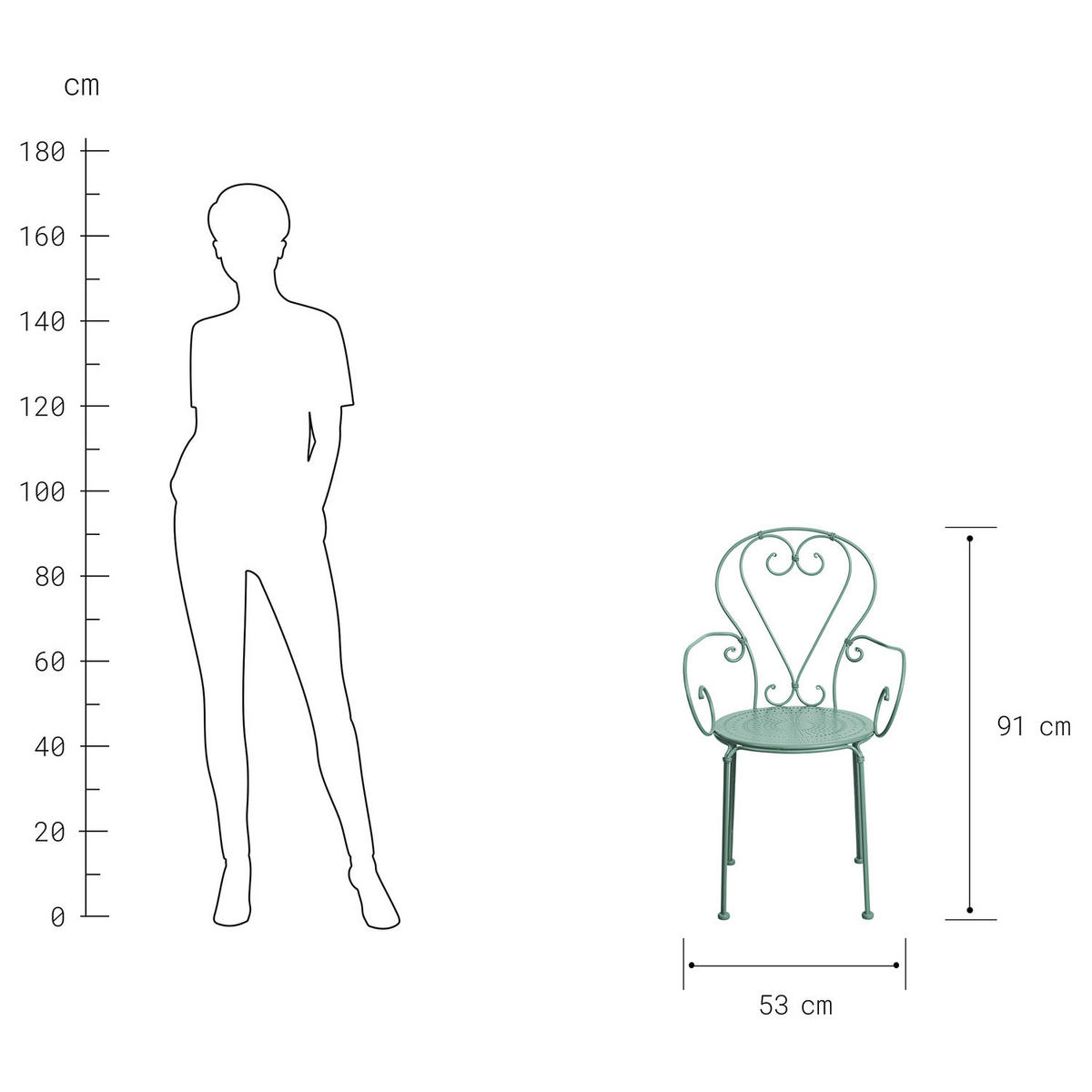 GARTENMÖBEL-SET (3-teilig) Century - Salbeigrün, Metall - Butlers