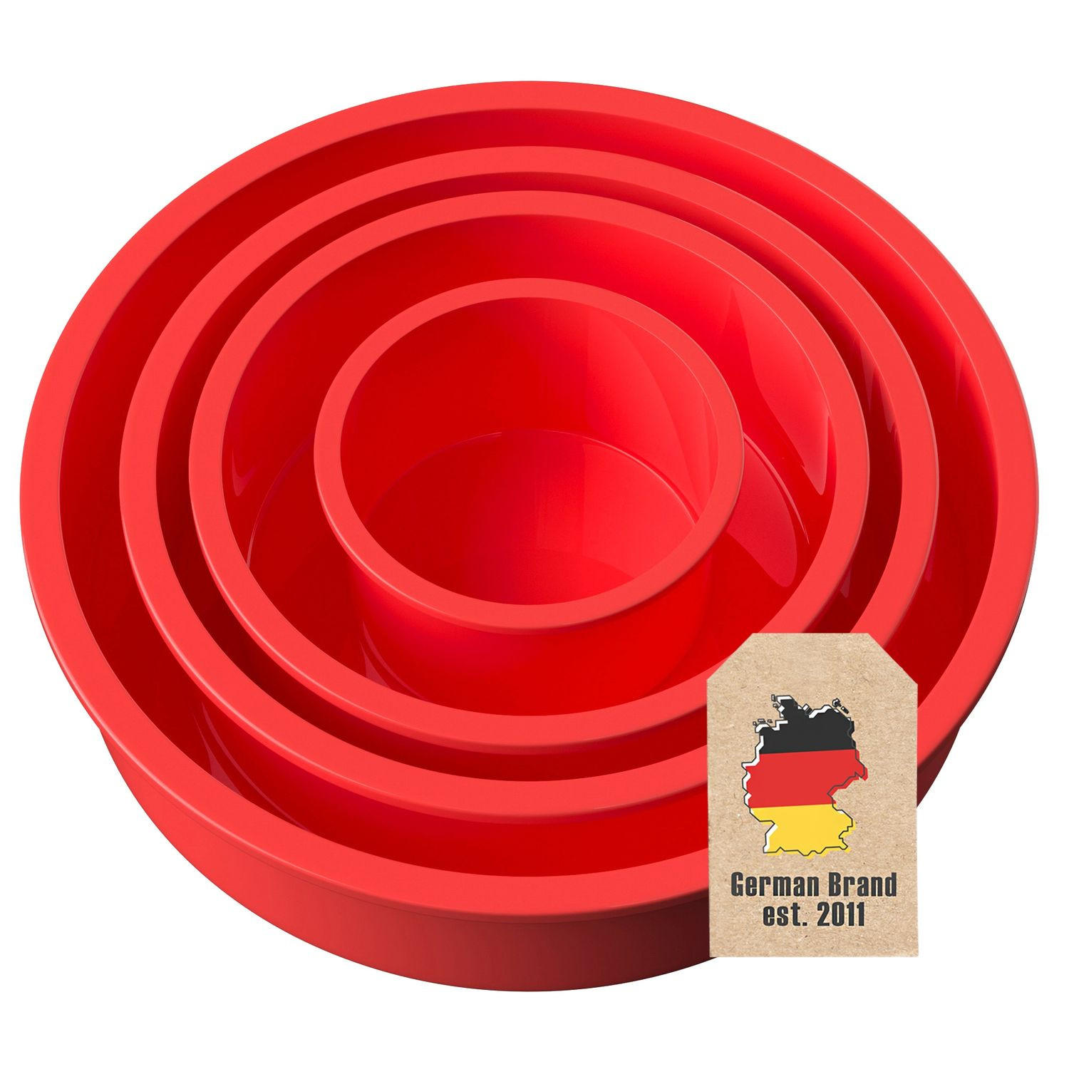 KUCHENBACKFORM (4-tlg. Set) - Rot, Kunststoff (25/6/25cm) - Intirilife