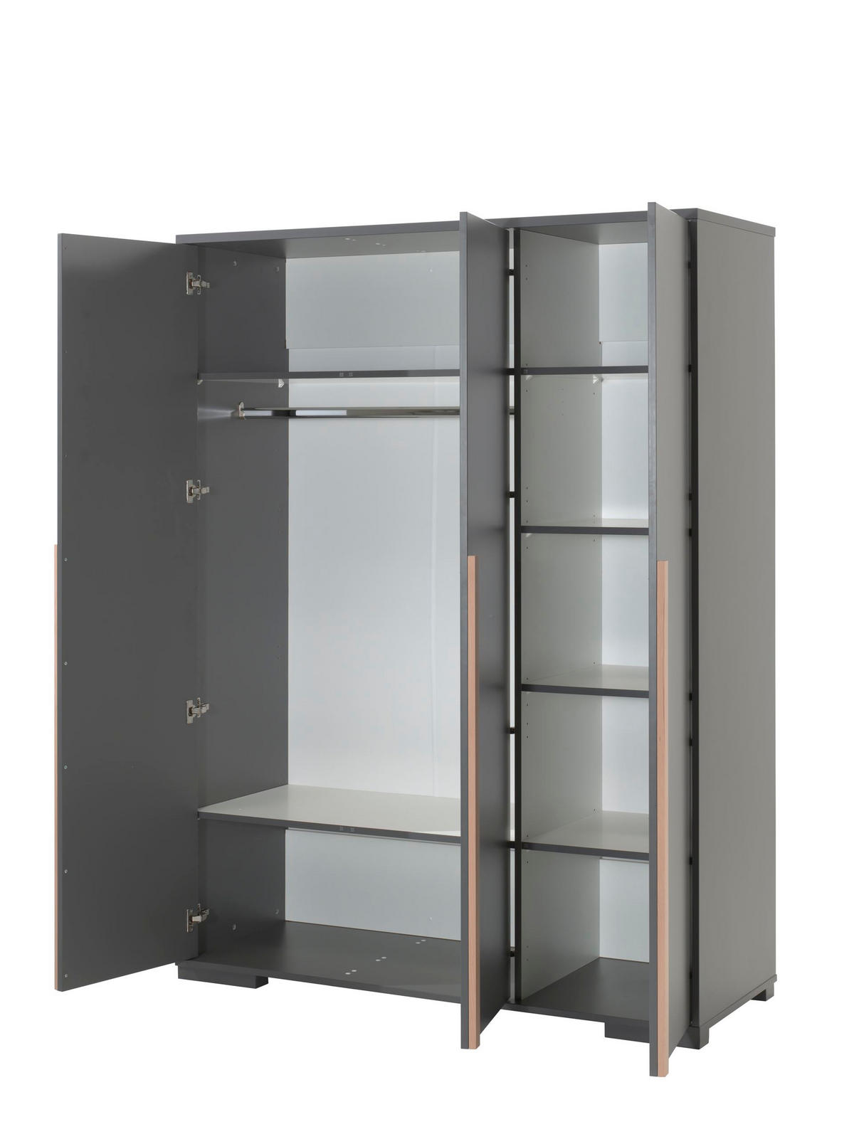 KINDERZIMMERSCHRANK Kariotta 146x56x195 3-trg. Holzwerkstoff Anthrazit - Anthrazit, Holzwerkstoff (146/195/56cm) - 58aufmkessel