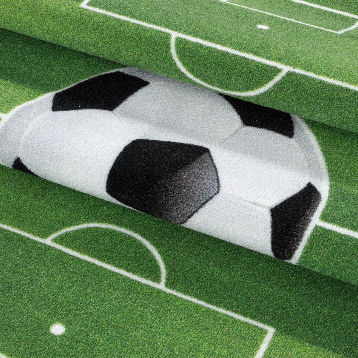 TEPPICH Kinder Flachgewebe Fußball-Motiv Polyamid Antirutsch Spielzimmer Grün Läufer 80x120 - Grün, Textil (80/120cm) - KADIMA DESIGN