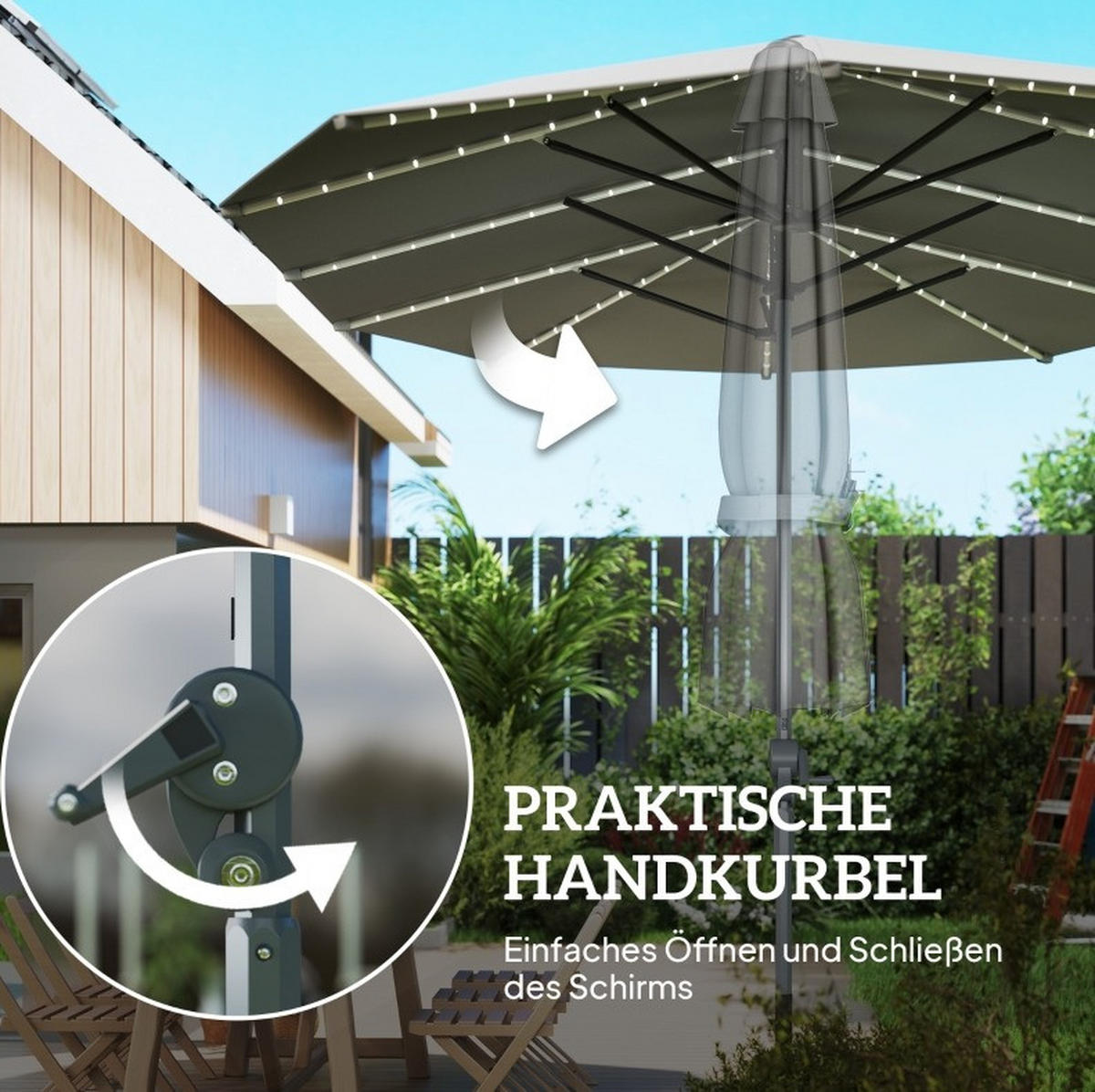 SONNENSCHIRM 198/130/245 cm grau aus Aluminium neigbar - Grau, Holzwerkstoff (130/198cm) - OKWISH