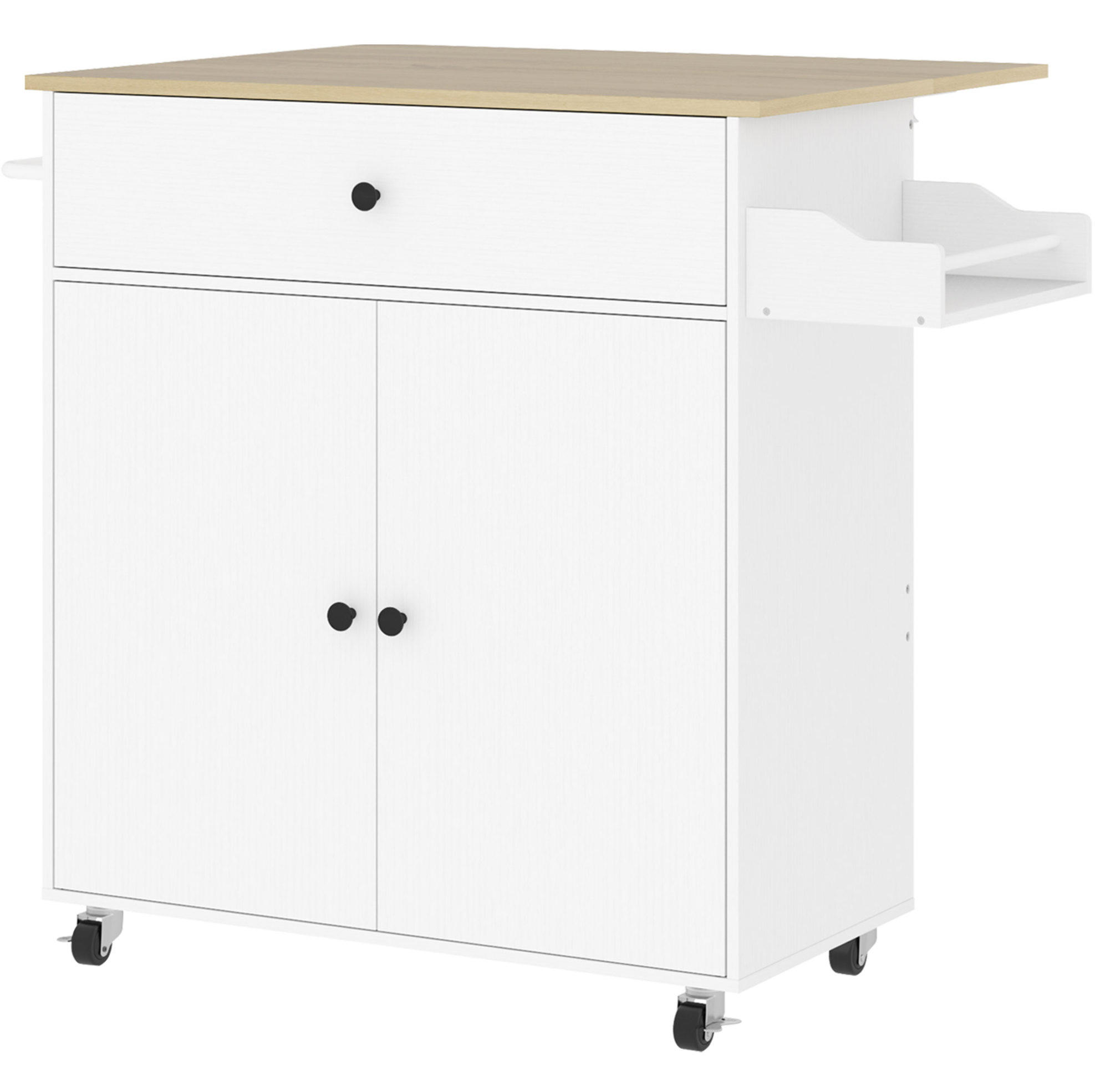 KÜCHENINSEL 106/87/42 cm Weiß aus MDF mit klappbarer Arbeitsplatte - Weiß, Holzwerkstoff (42/87/106cm) - OKMYHOME