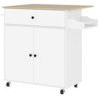 KÜCHENINSEL 106/87/42 cm Weiß aus MDF mit klappbarer Arbeitsplatte - Weiß, Holzwerkstoff (42/87/106cm) - OKMYHOME