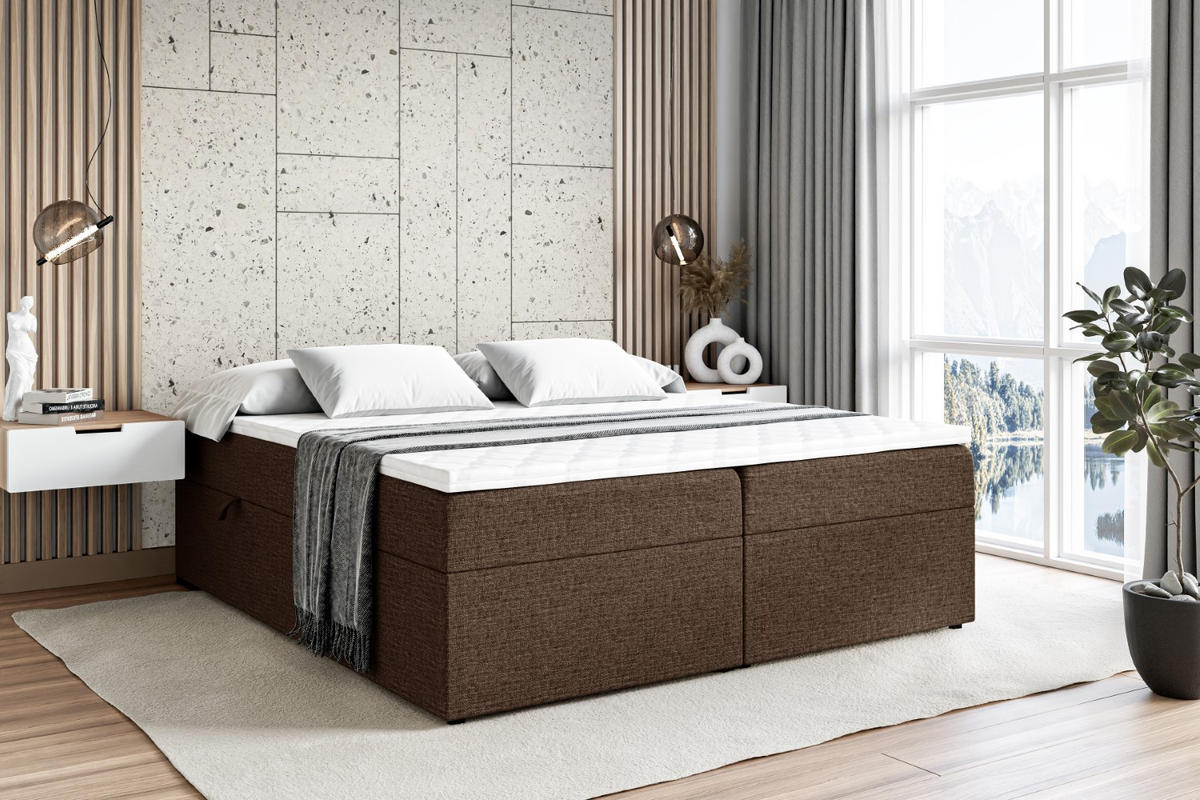 BOXBETT mit H4-Matratze und Lattenrost - MARCE BW - 160x200 Braun - Braun, Holzwerkstoff (160/200cm) - ALTDECOR