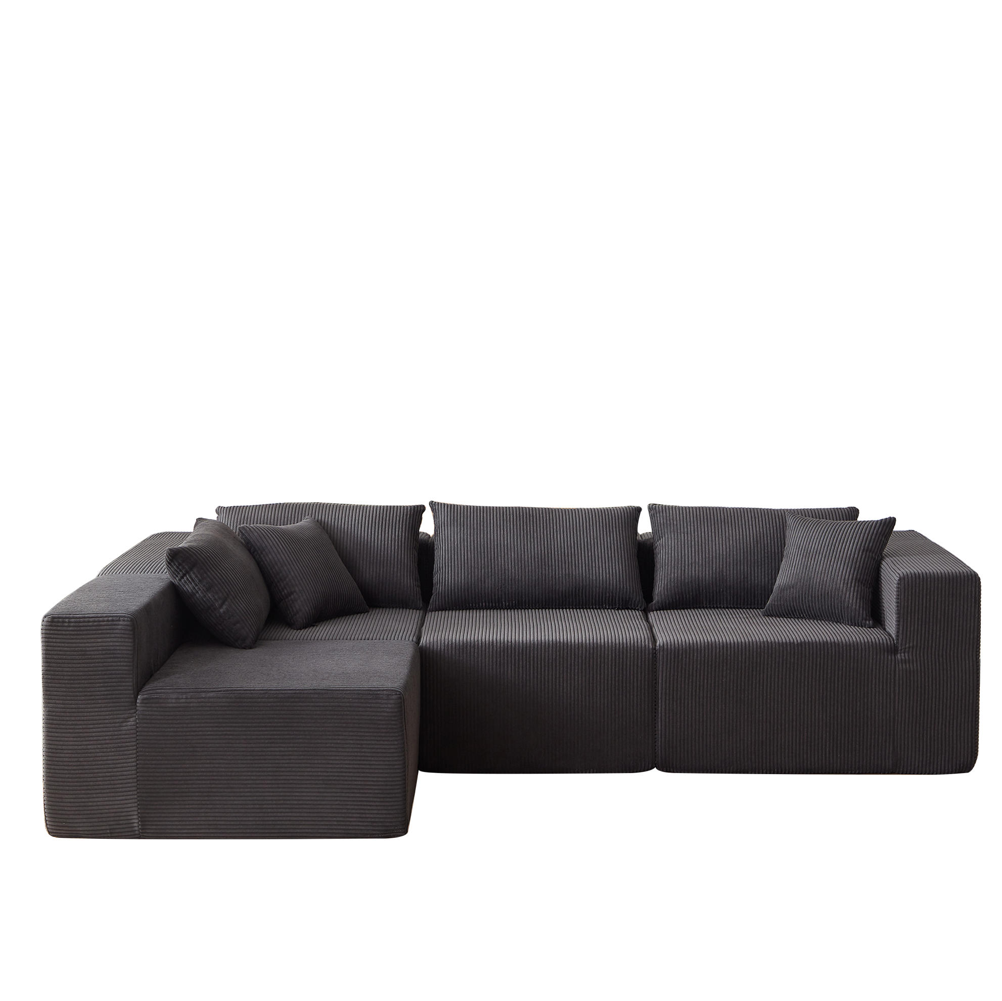 ECKSOFA 264/167/71 cm schwarz aus Cord und Schaumstoff mit freier Kombination - Schwarz, Textil (167/264cm) - OKWISH