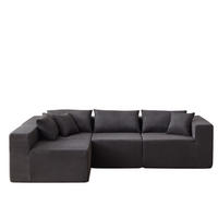 ECKSOFA 264/167/71 cm schwarz aus Cord und Schaumstoff mit freier Kombination - Schwarz, Textil (167/264cm) - OKWISH