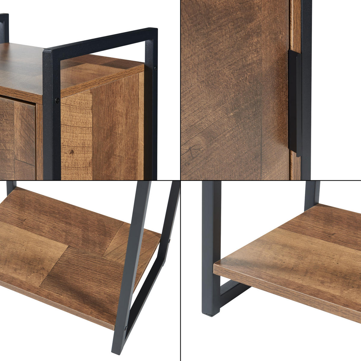 BADEZIMMERSCHRANK Namsskogan - Walnussfarben/Schwarz, Holzwerkstoff/Metall (35/115/25cm) - [en.casa]