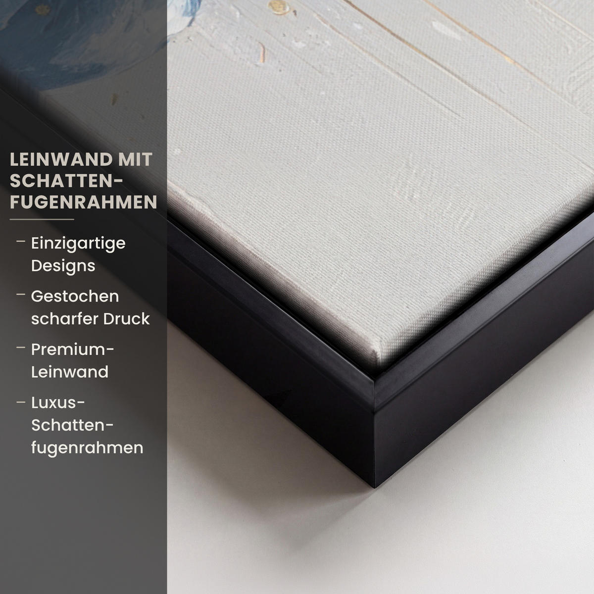 LEINWAND Bilder mit Rahmen - Blumen - Blau - Abstrakt - 50x50 - Hellgrau, Textil (50/50cm) - MuchoWow