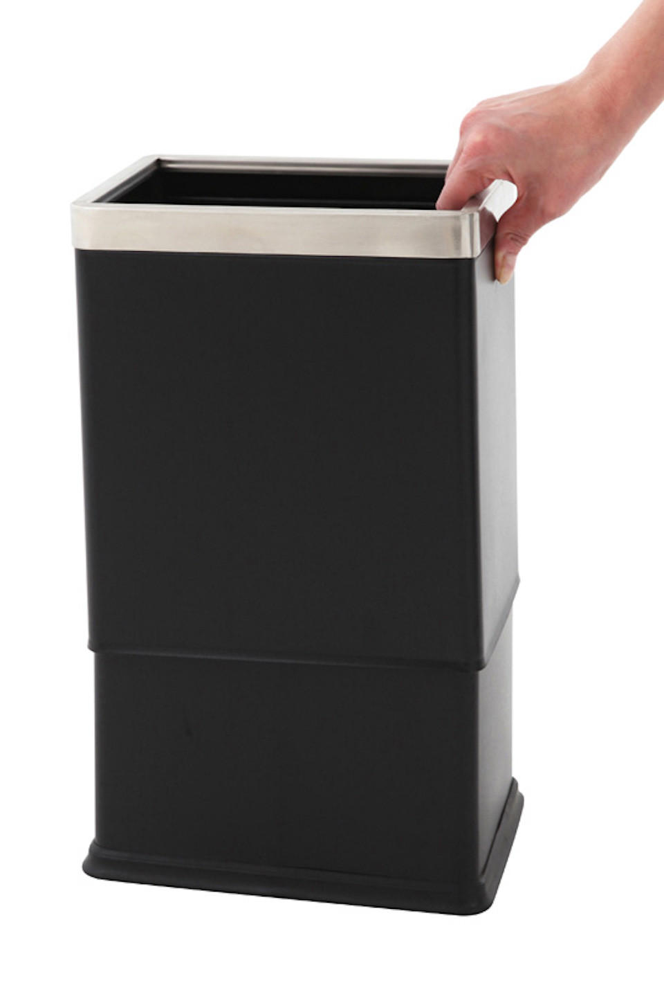 MÜLLEIMER Doppelwandiger Eckiger Edelstahl 10 Liter 27,5 x 16,6 x 22,5 cm Schwarz - Schwarz, Metall (16.5/27.5/22.5cm) - PROREGAL
