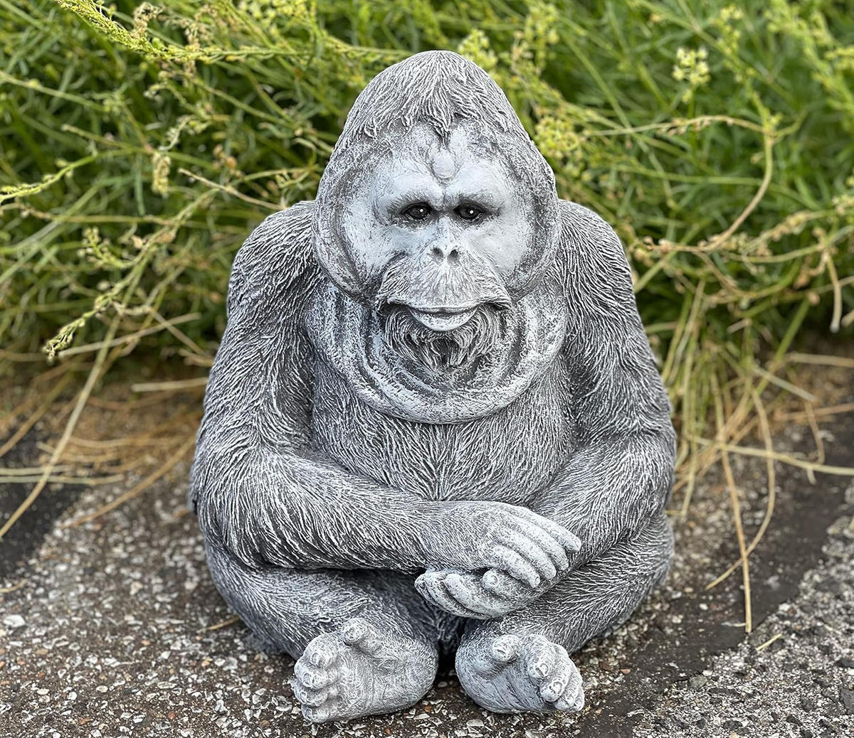 STEINFIGUR Orang-Utan Otto AFFE frostfest Steinguss Gartenfigur - Grau, Stein (21/26/19cm) - stoneandstyle