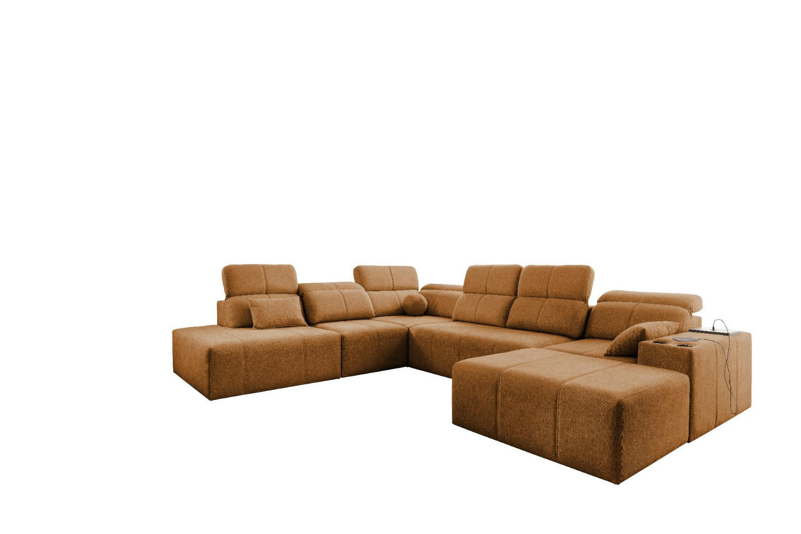 ECKSOFA Multifunktional Mindy X Stoff Verita Kupfer Rechts - Kupferfarben, Holz (359/300cm) - Kaiser Möbel