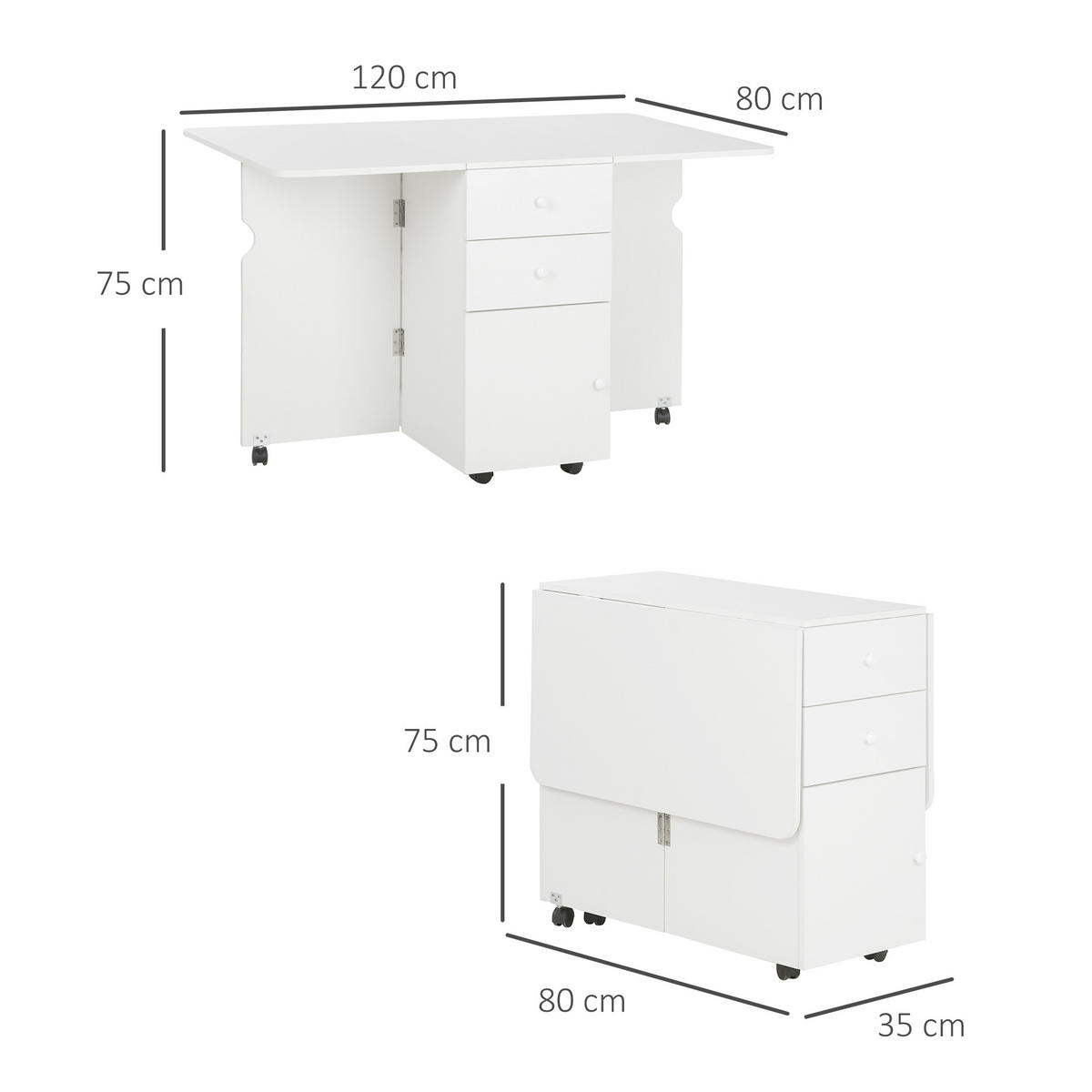 ESSTISCH Weiß 1 Stück - Weiß, Kunststoff (120/80/75cm) - GiPP