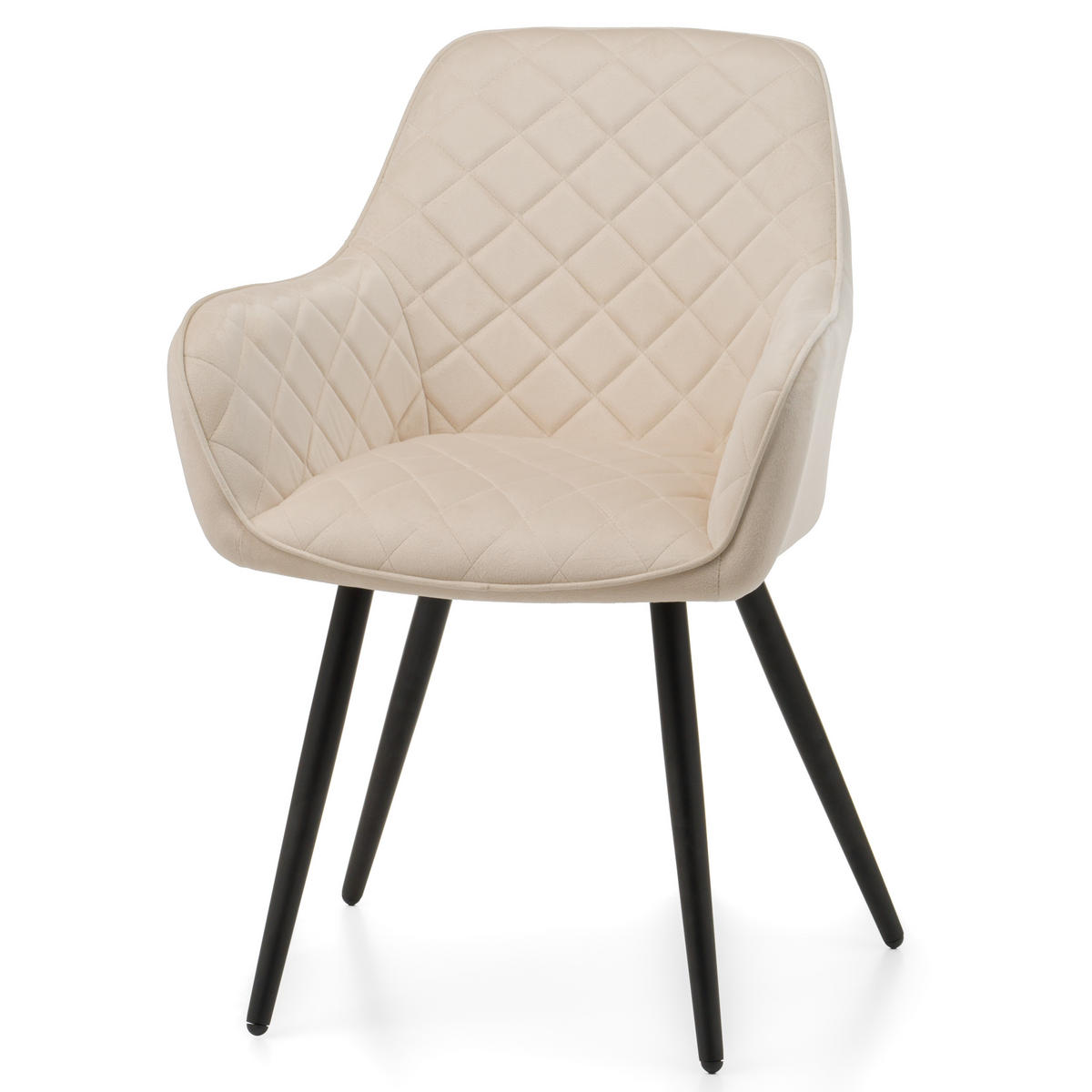 STUHL COLIN gespolsterter mit Steppung - beige - Samt Velours - Ecru/Beige, Textil/Metall (58/87/61cm) - NEW HOME