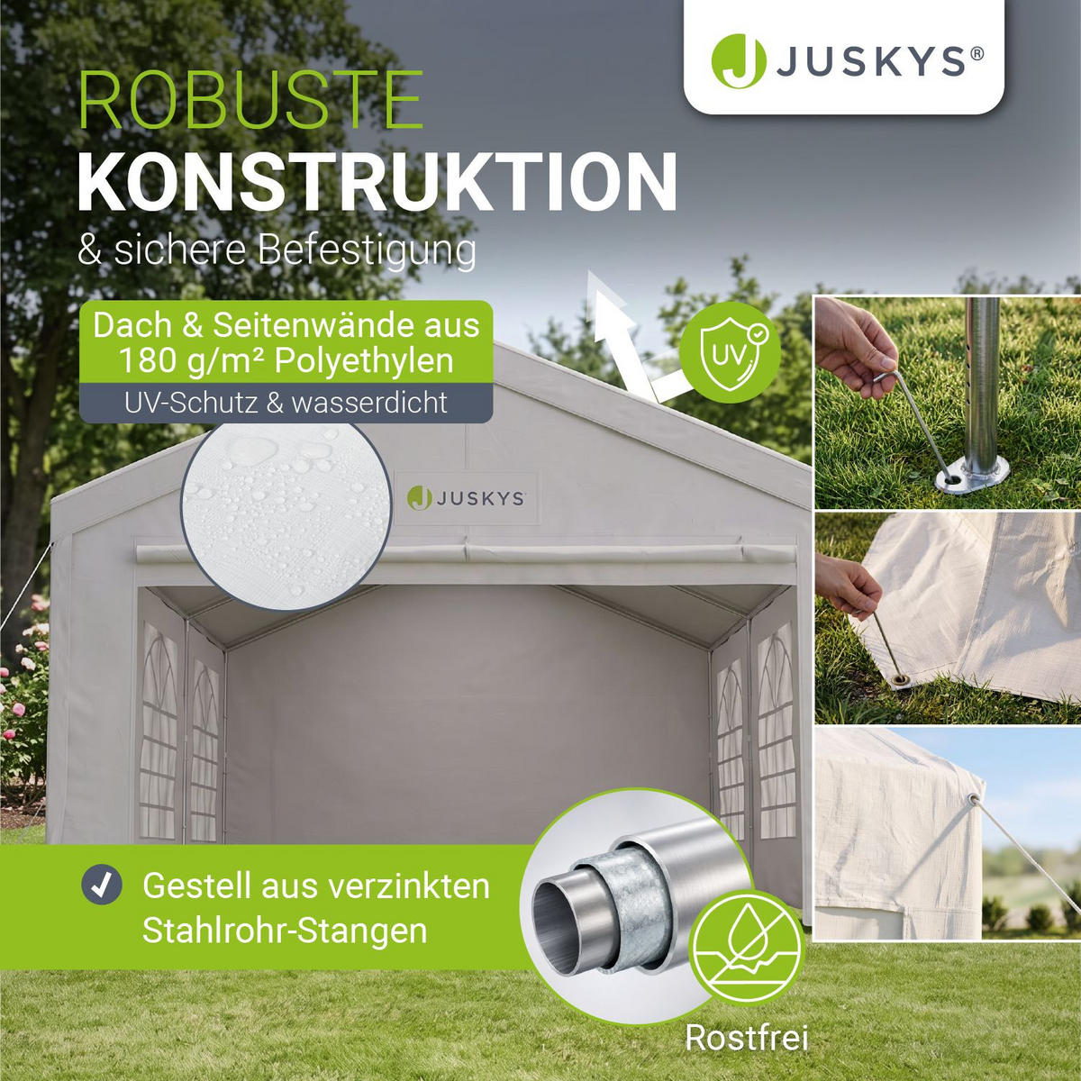 FESTZELT Partyzelt Gala weiß 4x6 m - Weiß, Kunststoff (400/300/600cm) - Juskys