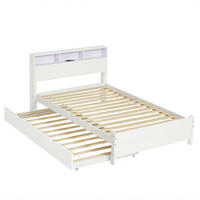 AUSZIEHBETT 120/200 cm DE-02204, in Weiß, mit LED und Ladebuchse - Weiß, Holzwerkstoff (120/200cm) - ComfortXL