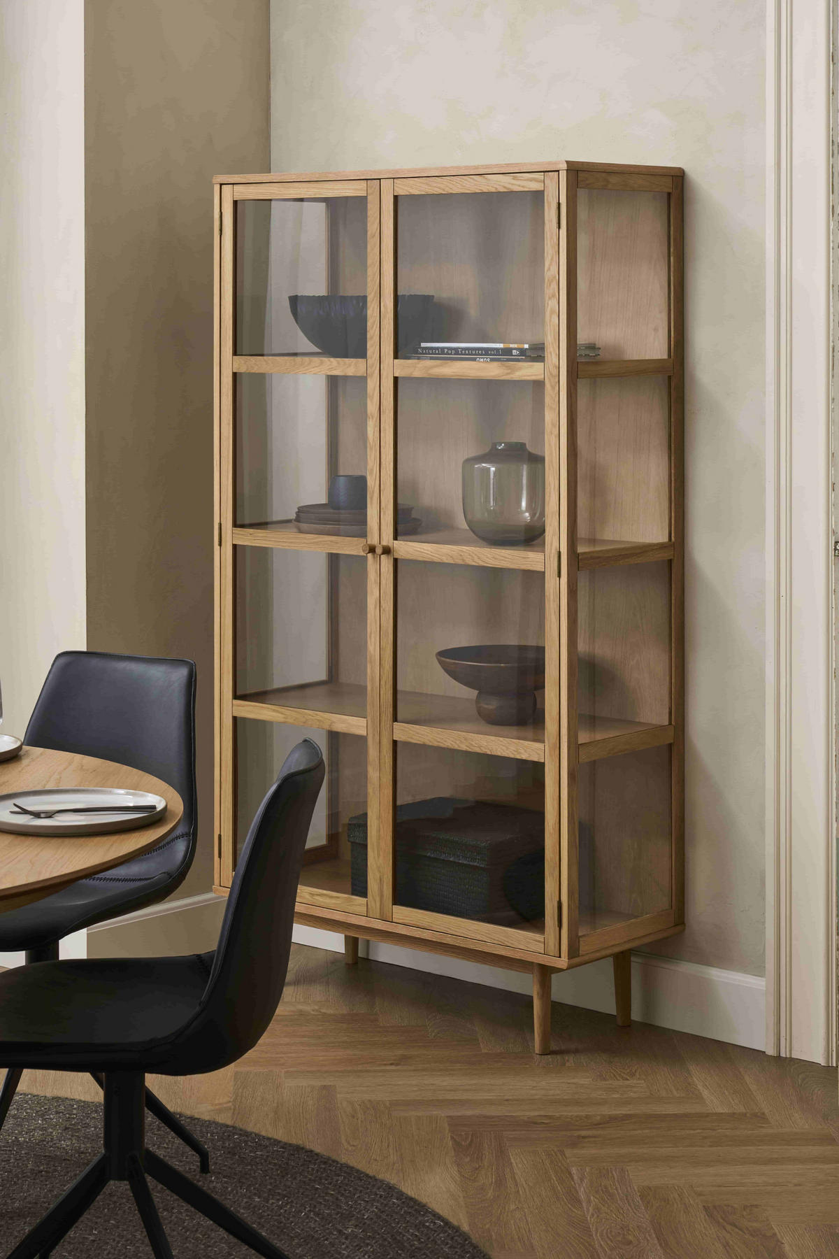 VITRINE Eiche massiv - Honigeiche/Eichefarben, Holz/Holzwerkstoff (100/180/40cm) - Furnhouse