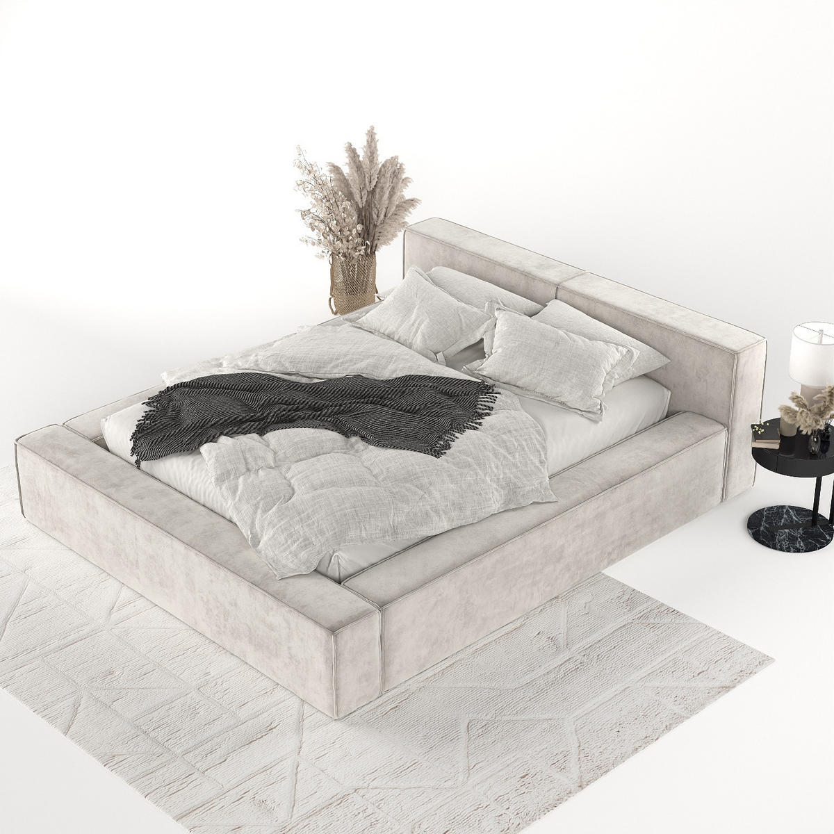 POLSTERBETT Casto mit Stauraum 180/200 cm Hellbeige im Terra NW Stoff - Sandfarben/Schwarz, Holz/Holzwerkstoff (180/200cm) - AltaBeds