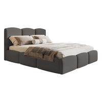POLSTERBETT 140x200 Roma Slim mit Bettkasten, Lattenrost, Boucle Dunkelgrau - Dunkelgrau, Holz/Textil (140/200cm) - Emporius