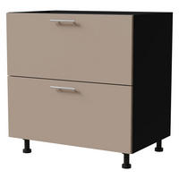 SCHUBLADENUNTERSCHRANK Brerra D2A/80/1A Korpus schwarz / Front RAL 1019 graubeige Matt 80 / 50 / 82 cm - Graubraun/Schwarz, Holz/Holzwerkstoff (80/82/50cm) - Feldmann-Wohnen