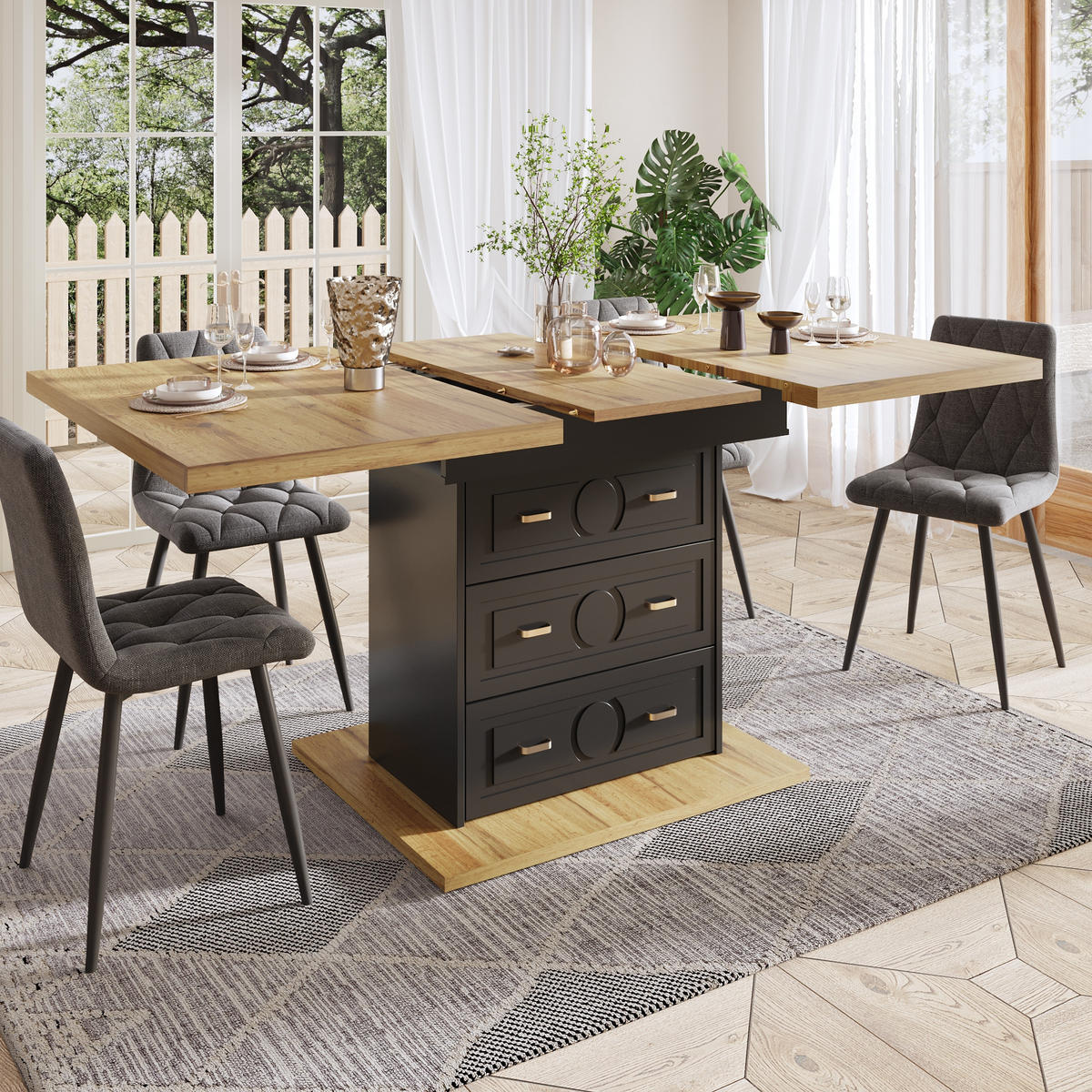 ESSTISCH Ausziehbar 110-140x80Cm Holz 6 Personen - Naturfarben, Metall (80/110/75cm) - FLIEKS