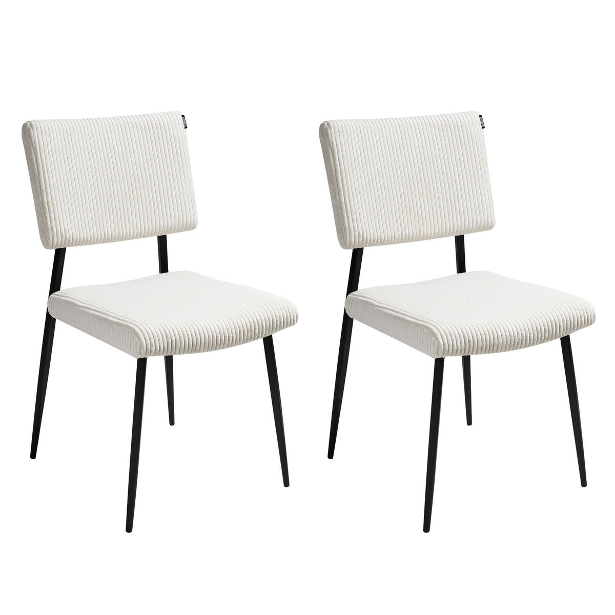 ESSZIMMERSTUHL 2er-Set Cremeweiß Sturgis - Schwarz/Weiß, Textil (47/87/54cm) - Beliani