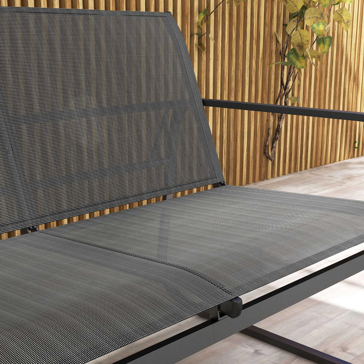 GARTENMÖBEL-SET, Stahl, Mesh, Schwarz - Schwarz, Metall - Outsunny