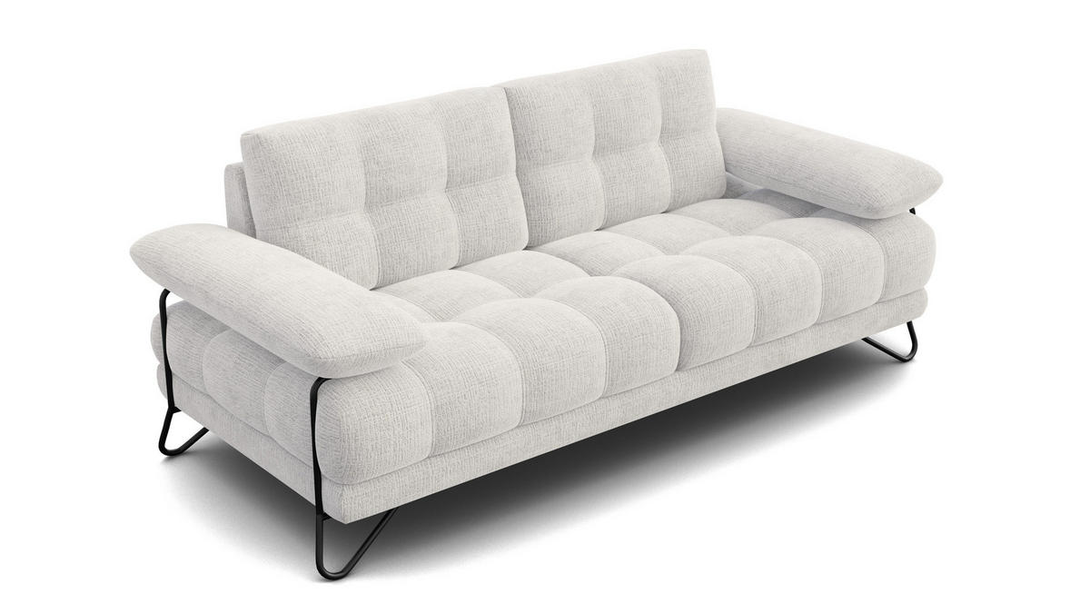 SOFA BUBBARA 2,5-Sitzer, creme - Creme/Schwarz, Holz/Textil (215/87/96cm) - Courtois Laville