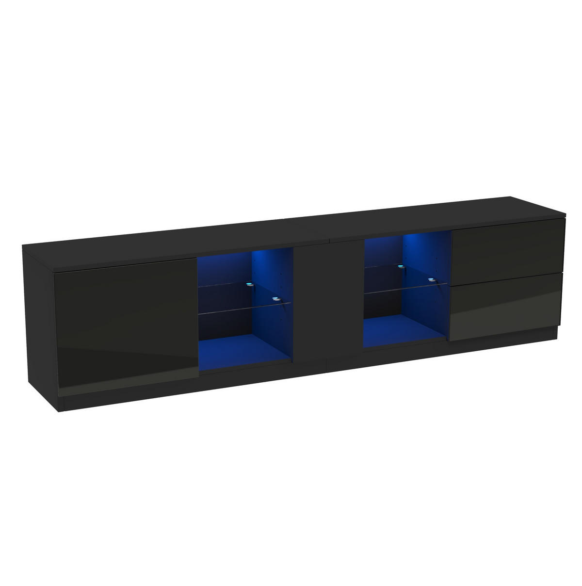 TV-LOWBOARD 160/40/52 cm schwarz aus MDF mit LED-Beleuchtung - Schwarz, Holzwerkstoff (160/52/40cm) - OKWISH