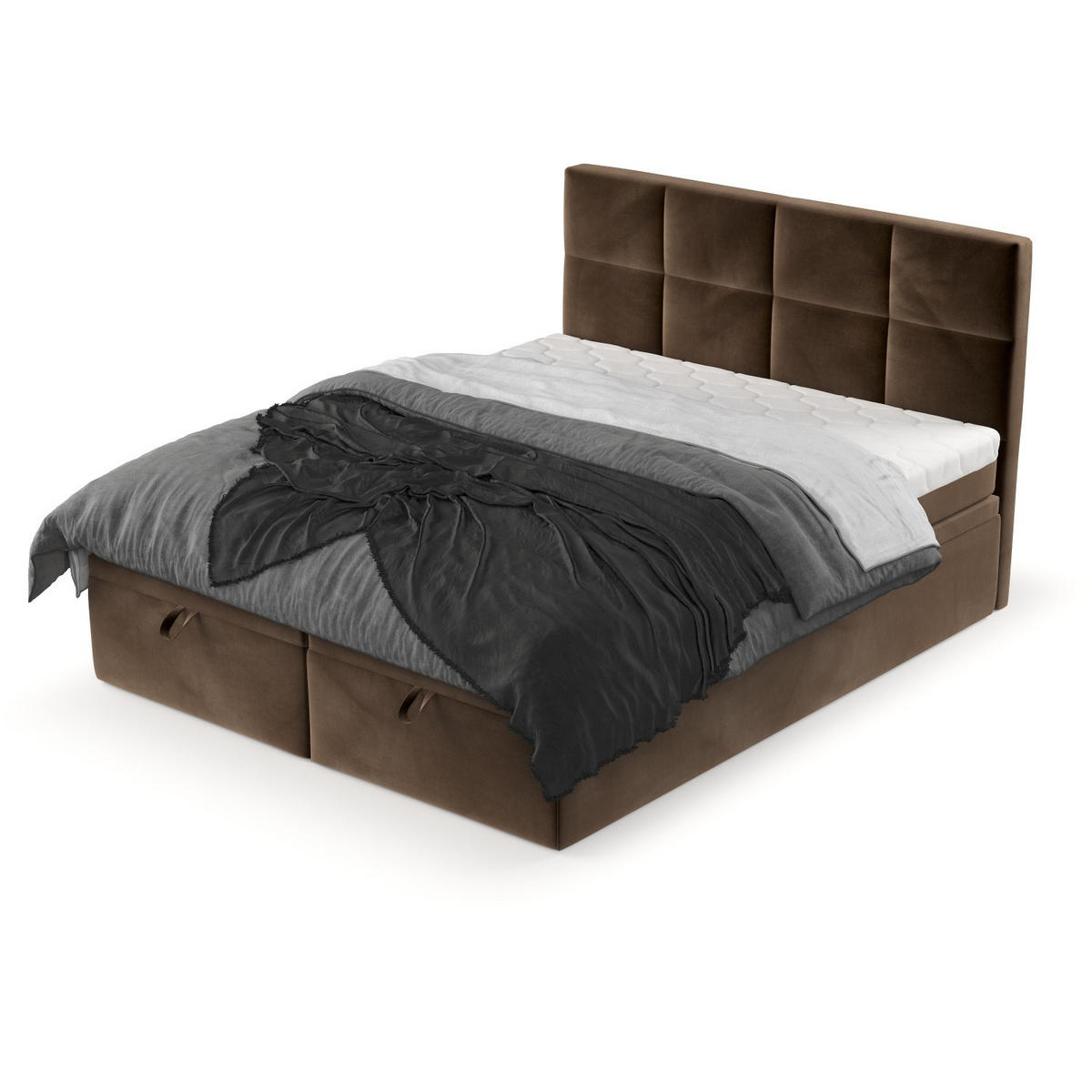BOXBETT Tessa 180/200 cm Braun im Kronos Stoff - Schwarz/Braun, Holz/Holzwerkstoff (180/200cm) - AltaBeds