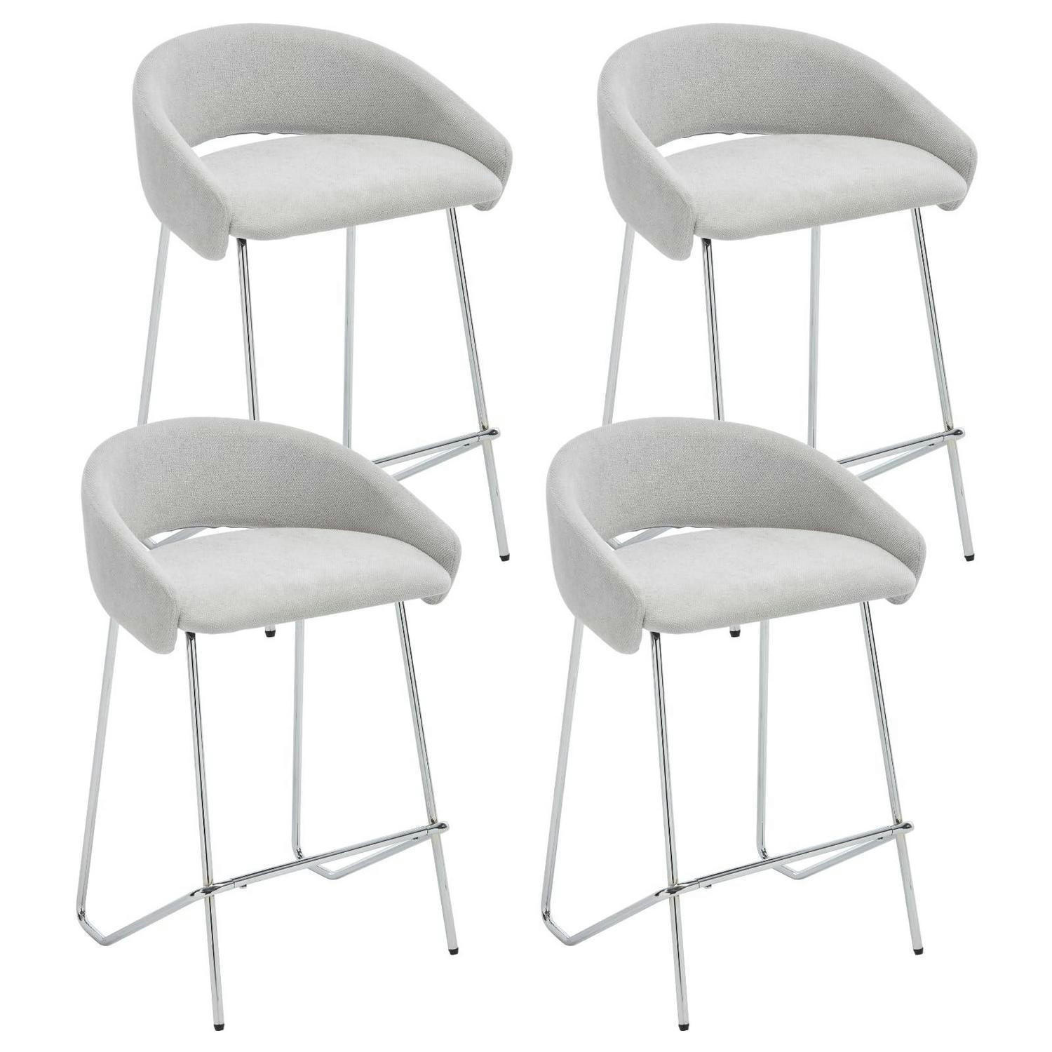 BARHOCKER 4er Set Chenille Grau mit Rückenlehne - Grau, Textil (54/83/50cm)