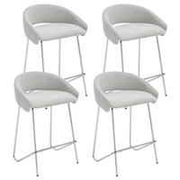 BARHOCKER 4er Set Chenille Grau mit Rückenlehne - Grau, Textil (54/83/50cm)