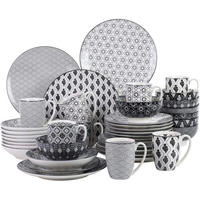KOMBISERVICE Haruka Porzellan 40-teiliges Set Schwarz + Creme - Multicolor, Keramik (20/2/26cm)